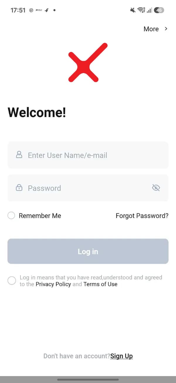 XMonitor app sign-in screen